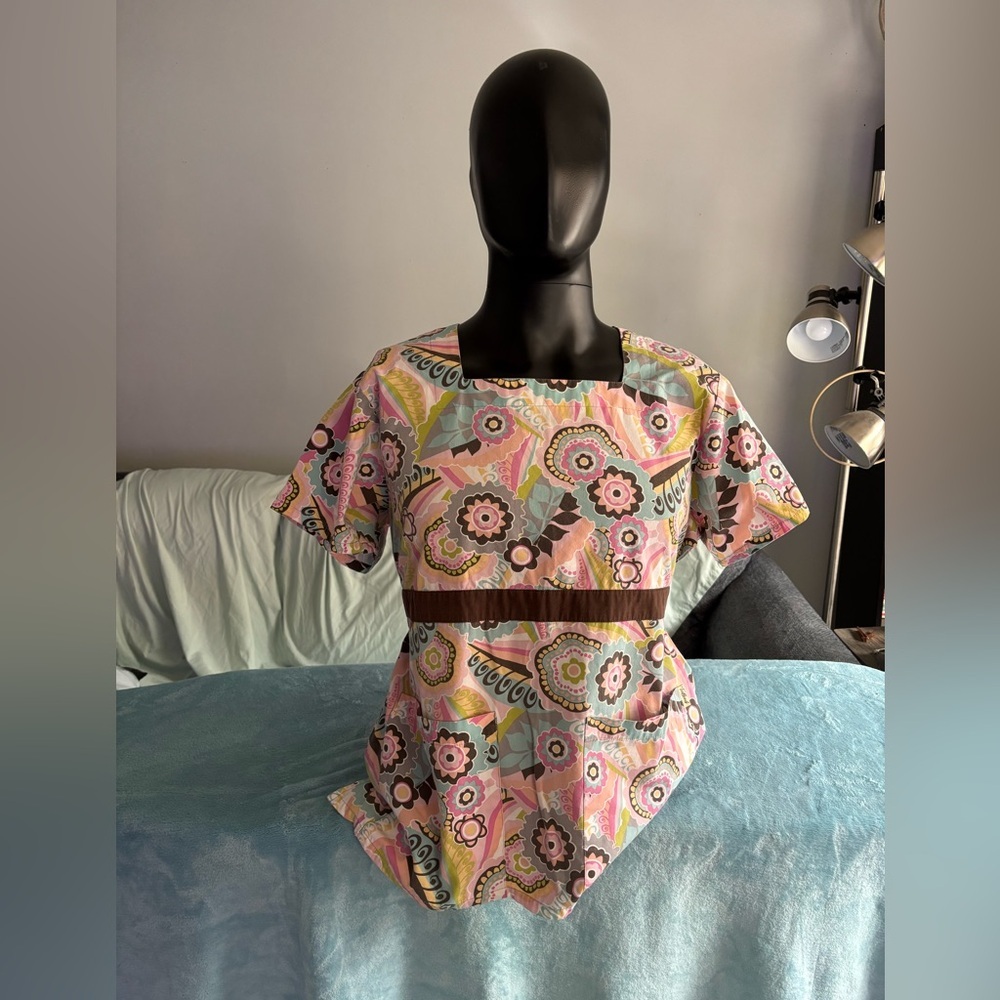 Tafford Pink and Green Floral Women’s Scrub Top